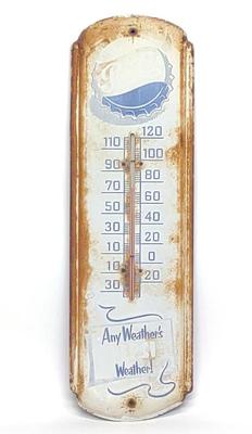 Sale Photo Thumbnail #512: Pepsi-Cola Tin Advertising Thermometer Sign