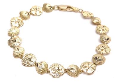 Sale Photo Thumbnail #36: 14K Gold Sand Dollar & Seashell Bracelet 7" Long