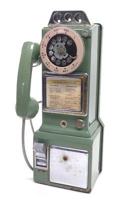 Sale Photo Thumbnail #65: Green Western Electric 3-Slot Coin-Op Payphone