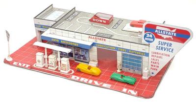 Sale Photo Thumbnail #228: Marx Allstate Super Service Station Tin Toy Set