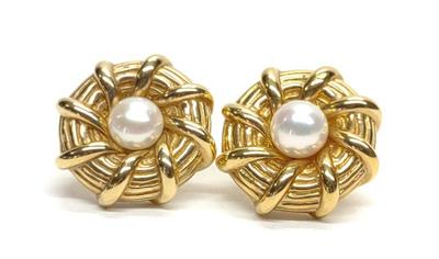 Sale Photo Thumbnail #66: 14K Yellow Gold & Pearl (7mm) Statement Earrings