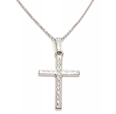 Sale Photo Thumbnail #140: 14K White Gold Cross Pendant & 14K Chain (17.5")