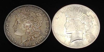 Sale Photo Thumbnail #338: 1883 Morgan & 1923 Peace Dollar US Coins