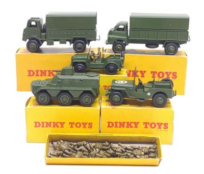 Sale Photo Thumbnail #165: 5 Dinky Military Vehicle Toys, Personnel & Boxes