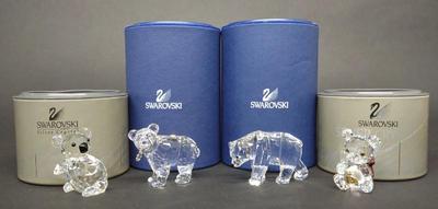 Sale Photo Thumbnail #419: (4) Swarovski Bear Crystal Figurines w/ Boxes