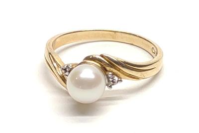 Sale Photo Thumbnail #230: 10K Yellow Gold Pearl (6mm) Solitaire Ring sz 7.75