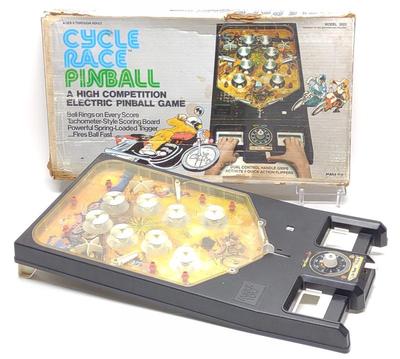 Sale Photo Thumbnail #520: Marx Mechanical Cycle Race Pinball Game Toy w/ Box