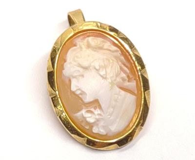 Sale Photo Thumbnail #284: .800 Silver Carved Cameo Necklace Pendant / Pin