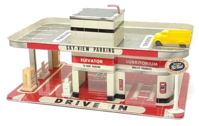 Sale Photo Thumbnail #240: Marx Sky-View Parking Service Station Tin Toy Set