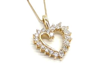 Sale Photo Thumbnail #149: 14K Gold Marquise Diamond Heart Pendant & Chain