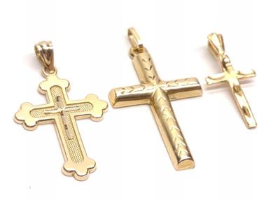 Sale Photo Thumbnail #143: (3) 14K Yellow Gold Religious Cross Pendants