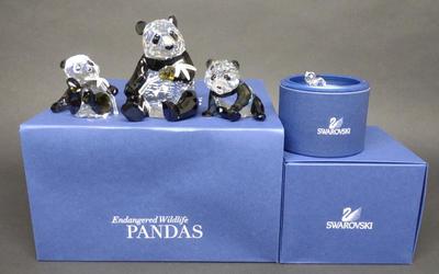 Sale Photo Thumbnail #30: 3 Swarovski Endangered Wildlife Panda Figurine Set