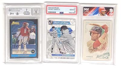 Sale Photo Thumbnail #438: 3 Graded Baseball Cards + Autograph (PSA, SCC JSA)