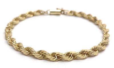 Sale Photo Thumbnail #21: 14K Gold 5mm Twist Rope Chain Bracelet (8" long)