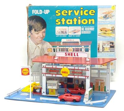 Sale Photo Thumbnail #261: Kresge Fold Up Shell Service Station Toy w/ Box