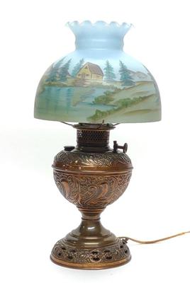 Sale Photo Thumbnail #226: Bradley Hubbard Reverse Painted Oil Lamp (Conv.)