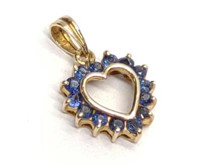 Sale Photo Thumbnail #164: 14K Yellow Gold Blue Sapphire Heart Pendant