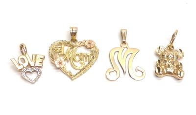 Sale Photo Thumbnail #197: (4) 14K Gold Figural Necklace Pendants
