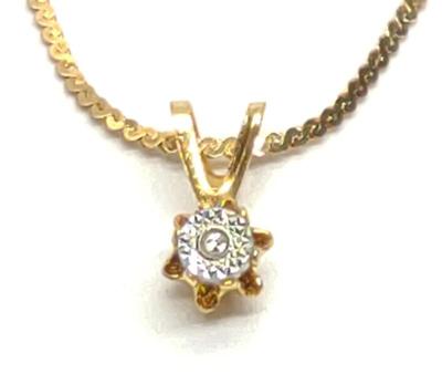 Sale Photo Thumbnail #182: 14K Gold Diamond Pendant w/ Serpentine Chain (17")