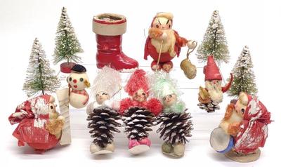 Sale Photo Thumbnail #501: 13 Vintage Japan Christmas Pipe Cleaner Figures