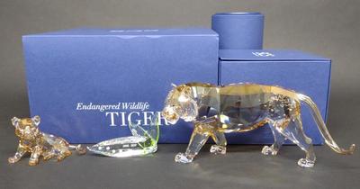 Sale Photo Thumbnail #395: 3 Swarovski Endangered Wildlife Tiger Figurine Set