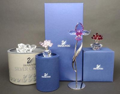 Sale Photo Thumbnail #422: (4) Swarovski Flower Crystal Figurines w/ Boxes
