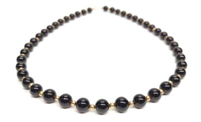 Sale Photo Thumbnail #188: 14K Gold & Onyx Bead Necklace (18" long)