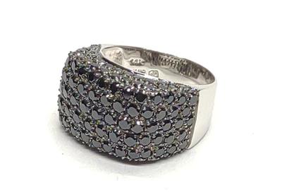Sale Photo Thumbnail #257: 14K White Gold Pave Black Stone Ring (sz 6.75)