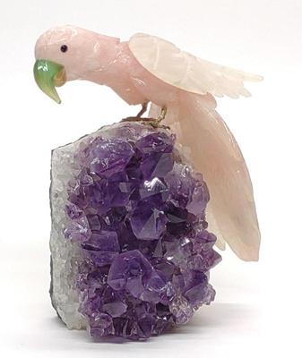 Sale Photo Thumbnail #89: Semi Precious Carved Stone Parrot Sculpture