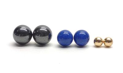 Sale Photo Thumbnail #176: 14K Gold Hematite & Lapis Lazuli Ball Stud Earring