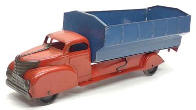 Sale Photo Thumbnail #132: 1940s Marx Pressed Steel Dump Truck Toy