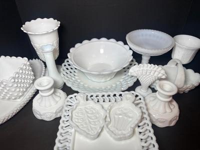 Fenton, Westmoreland, Imperial Glass, Jeannette & Anchor Hocking Milk Glass 