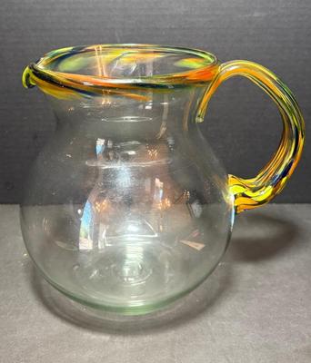 Handblown Mexican Confetti Swirl Glass Pitcher