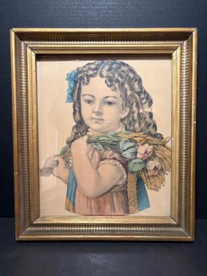 Currier & Ives Lithograph Print Hand Colored “Little Daisy”