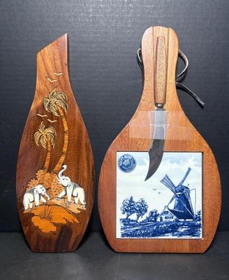 Pair of Vintage Inlaid Cheese Boards