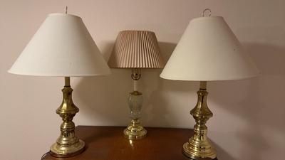 Trio Of Vintage Brass Look Lamps