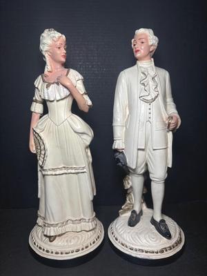 Antique Colonial Courting Chalkware Figurines