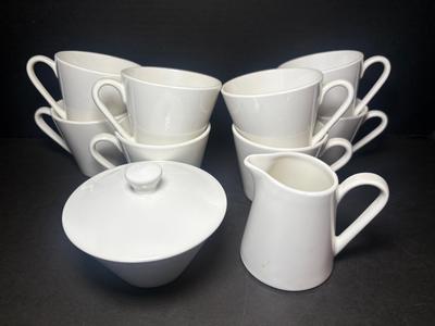 Syralite By Syracuse China Mugs & Cream & Sugar Set