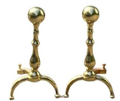 Ball Brass Fireplace Andirons