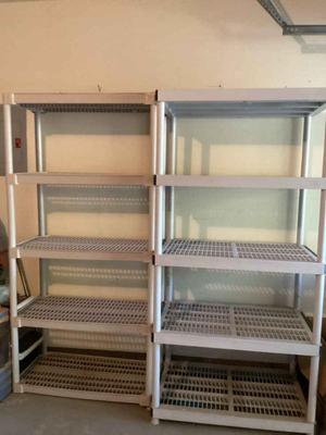 2 plastic shelves
