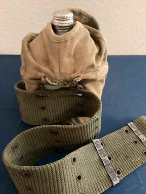 canteen with canvas cover and belt