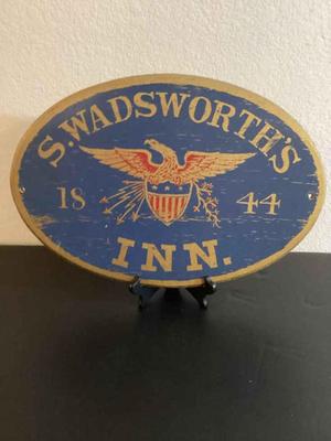 S wadsworths inn 1844 vintage hand painted wooden sign