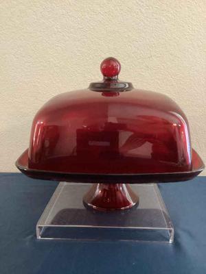 Ruby red square cake stand