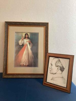 Two religious frames devine mercy and pope pius xii