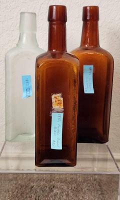 3 antique medicine bottles circa 1800s