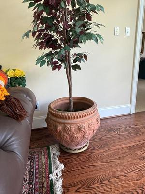 Planter and Faux Tree