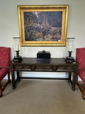 Console table - 66”l x 18”w x 29”h
Art - Chas Fagan 42”h x 50”w
Hurricanes Pair - 22.5”h