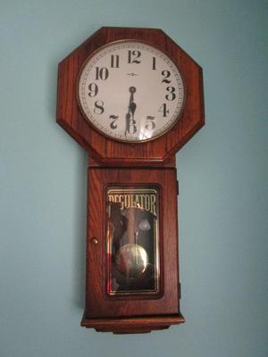 Sale Photo Thumbnail #35: Wall Clock - Battery, needs cleaning, Henry Miller Co, 33"Hx16"W
