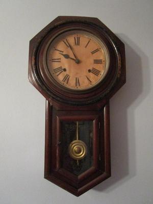 Sale Photo Thumbnail #33: Wall clock - Schoolhouse style long drop. 22"Hx12.5"W
