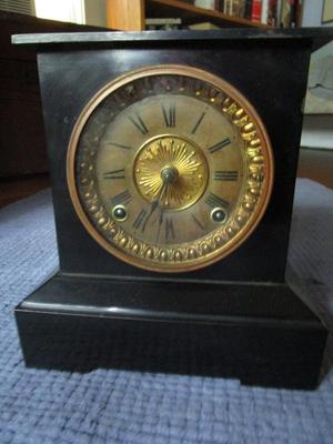 Sale Photo Thumbnail #28: Mantle Clock - Ansonia, Metal, 9.5"H x 8 3/4"W
